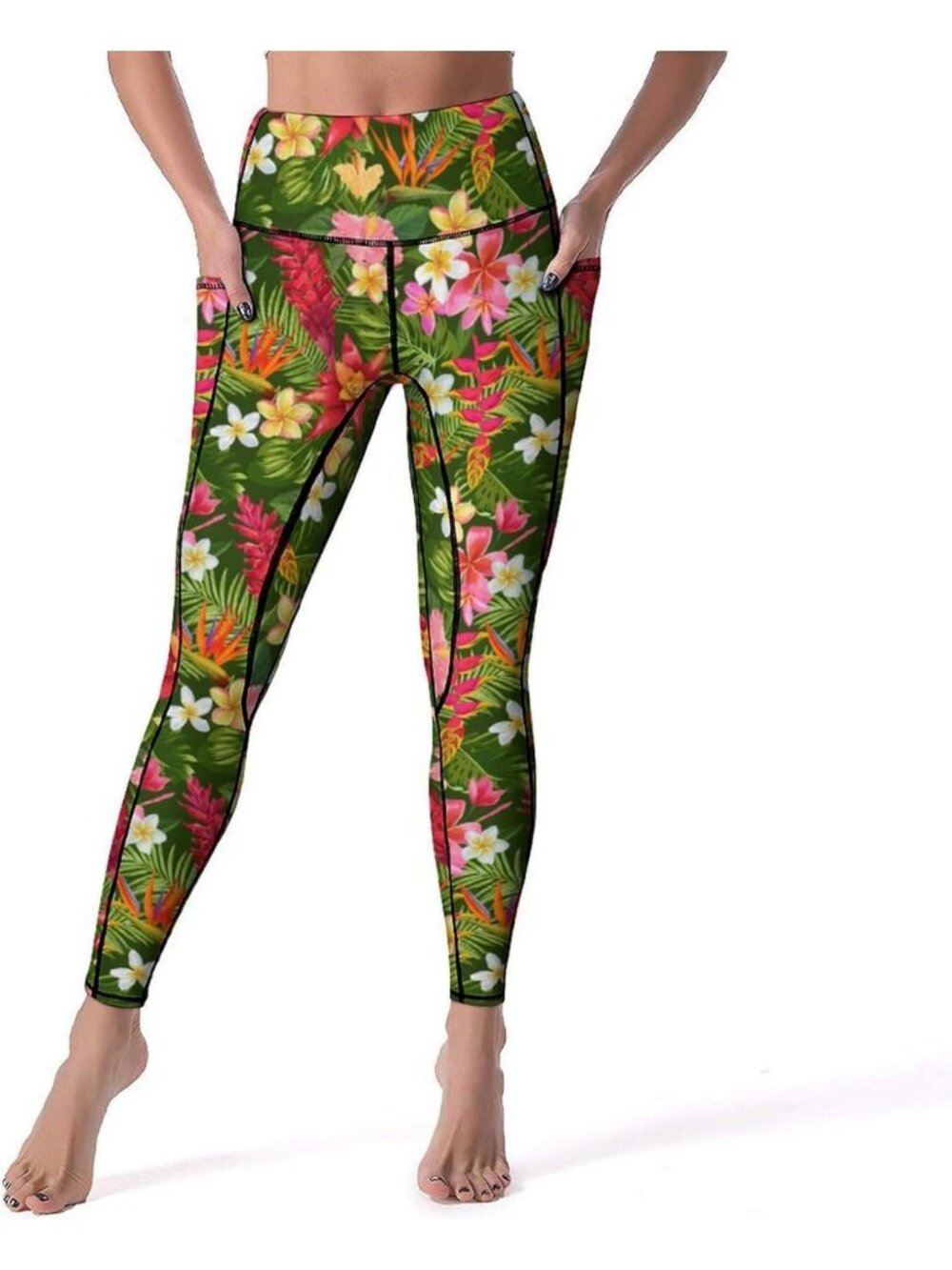 High-Waisted Tummy Control Leggings with Pockets | Printed Workout Pants for